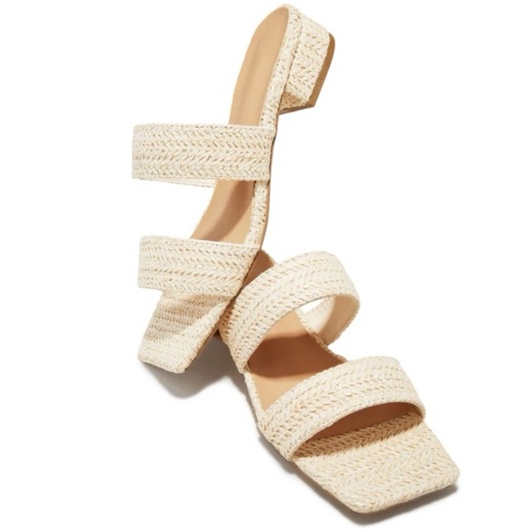 Cream Natural Slip On Double Band Sandal - Picture 2 of 7